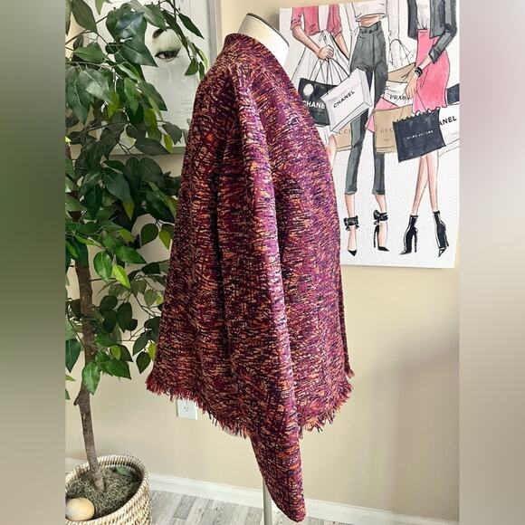 Coldwater Creek Knit Vintage 90s Embroidered Tapestry Fringe Jacket Size Large - Picture 6 of 8